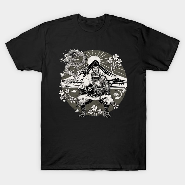 Streetwear Samurai Dragon Vaporwave Sakura Fuji Japanese Aesthetic 627 T-Shirt by dvongart